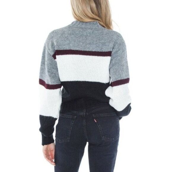 Rebecca Minkoff Liliana Striped Colorblock Long Sleeve‎ Boxy Fit Sweater Women M - Picture 2 of 14